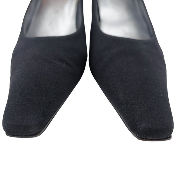 Stuart Weitzman Black Plissé Fabric Formal Pumps Womens 8.5AAA Dress Shoes Heels - Picture 11 of 14